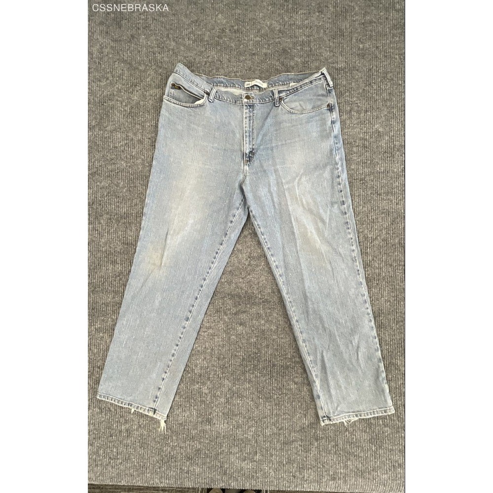 Lee Men's Relaxed Fit Jeans Light Wash Blue Denim Straight Leg Sz 42x32